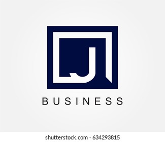 Letter J logo design template with box