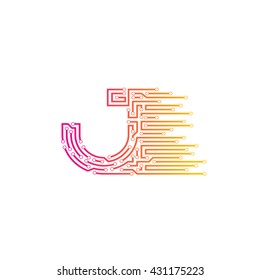 Letter J logo design template,technology,electronics,digital,logotype