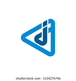 Letter J logo design with triangle vector