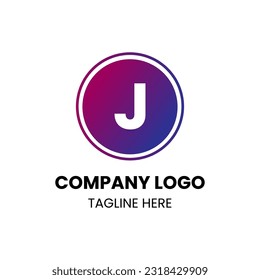 Logo de la letra J. J Vector de diseño de letras con círculo y gradiente
