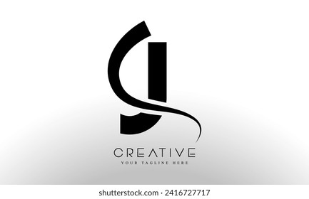 Letter J Logo Design Vektor mit Swoosh Line und kreativem Look.