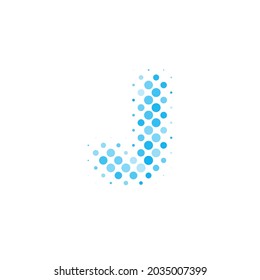 Letter J logo. Dots logo, dotted shape logotype vector design. J letter logo in halftone dots style