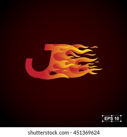 letter J logo, fire fast speed