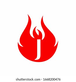 Letter J logo with fire flame shape,design concept, creative symbol, icon business
