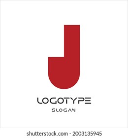 Buchstabe J Logo, geometrisches monumentales Etikett. Einfache Embedded-Brief für modernes Briefmarkenmonogramm, Logo, modernes Markenkonzept. Logotypdesign