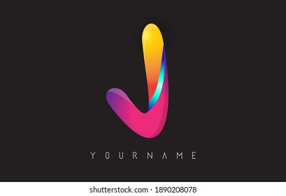 Letter J logo with gradient color design. Business card templates. Colorful rounded vector illustration with J letter.
