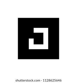Letter J Logo Icon Design, Combined With Square Shape, Black and White Illustration