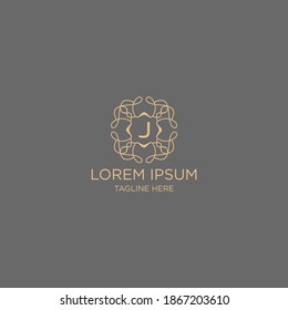 Letter J logo icon design. Luxury jewelry frame gem edge logotype. Print monogram initials stamp sign symbol.