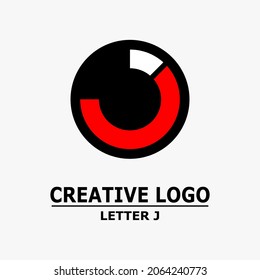 letter j logo, letter j icon in dots. eye pupil illustration. Abstract business logo icon design template