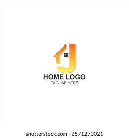 letter j logo icon for home or building identity with creative illustration