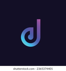 Diseño de línea de iconos del logotipo de la letra J