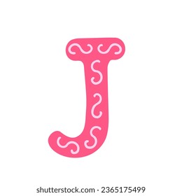 Letra J, logotipo, icono. Ilustración vectorial para impresión, fondos, cubiertas y embalaje. La imagen se puede usar para tarjetas de felicitación, carteles, pegatinas y textiles. Aislado sobre fondo blanco.