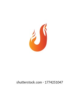El logotipo de la letra J ilustra la plantilla de diseño del vector de fuego