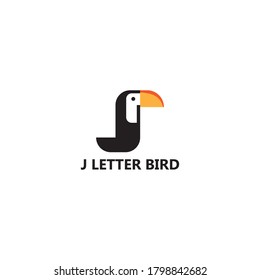 letter j logo illustration bird design template vector