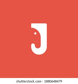 letter j logo illustration of elephant vector design template