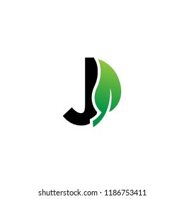 Letter J logo with leaf element, Arbor Day. Ecology concept