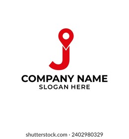 Letter J logo with location icon. J pointer logo template, gps logo initial
