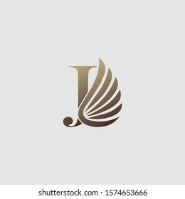 Letter J  Logo Luxury wing. Trendy Design concept  luxury wing and letter J for corporate, lawyer, notary, firm, automotive, community and more brand identity.