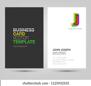 Letter J logo, multi colour letters icon with business card vector template.
