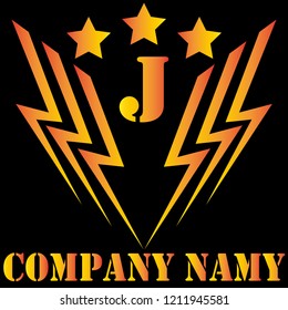 letter J logo on a black background