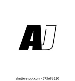 letter A and J logo overlapping black negative