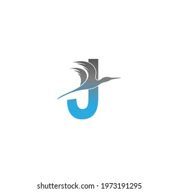 Letter J logo with pelican bird icon design vector