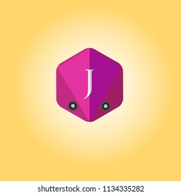 Letter J logo with polygon background