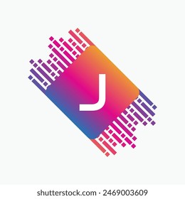 letter J Logo with Pulse music player element. Logo template electronic music, equalizer, dj, nightclub, disco. Audio wave logo concept, Multimedia