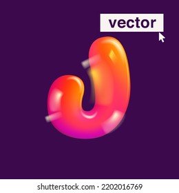Letter J Logo realistisches 3D-Design in Cartoon Ballon Stil. Vektorgrafik. Perfekt für süße Banner, glänzende Design-Plakate, mehrfarbige Symbole, lebhafte Werbung.