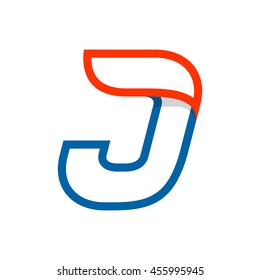 Letter J logo with red wing. Sport elements for sportswear, t-shirt, banner, card, labels or posters.