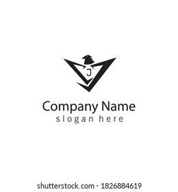 letter j logo simple black illustration eagle design vector