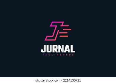 Logo de la letra J con concepto de velocidad. Diseño del logotipo de la letra J inicial con un estilo de línea colorido. Adecuado para el logotipo de envío, entrega y tecnología