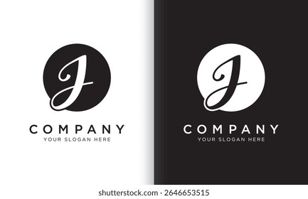 letter j logo template in black and white color. Modern trendy initial luxury j letter logo design with circle shape. Modern unique creative j logo design vector template.