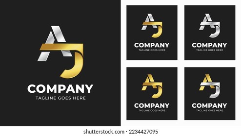 Letter A J logo template design with luxury variation concept modern