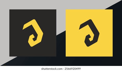 Letter J Logo Template Design in Black and Yellow