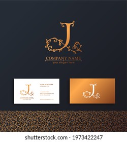 Letter J logo template. Monnogram, delicate floral design. Personal logo. Vector design.