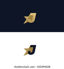 Letter J logo template with Star design element. Vector illustration. Corporate branding identity