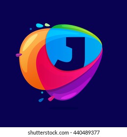 Letter J logo in triangle intersection icon. Colorful vector design for app icon, corporate identity, card, labels or posters.