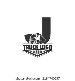 Letter J logo with truck illustration for your brand