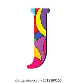 Letra J Arte vectorial del logotipo. Vector de diseño de letra "J" de colores Abstractas. Ilustración vibrante y artística de la letra "J" con colores brillantes y audaces en un estilo moderno y geométrico. Letra J Icon Vector de diseño.