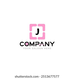 Letter J Logo Vector Design Illustration with Company Name and Your Text Here Logo Template on white background.