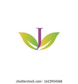 letter j logo vector leaf green
