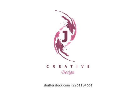 Letter J logo water pink color vector design. Elegant artistic design on white background for company.