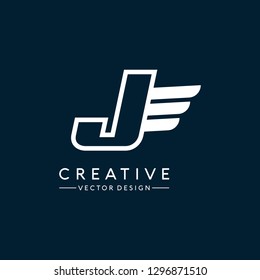 Letter J Logo Wings. Initial Letter Design Vector