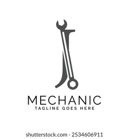 Logo de la letra J con llave. Alphabet J Spanner Diseño de iconos