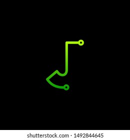 Letter J logotype monoline Technology, digital, electronics, chip, connection concept. Modern Logo Technology for Business. Logotypes of Digital combining with circuit . - vector