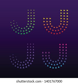 Letter J logotype with Triangle shapes, Growing Arrow Up symbol, Play Media Multimedia sign, Next Forward Express and Logistic logo, Digital and Technology icon for your Business Corporate identity