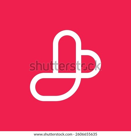 Letter J love creative line logo design