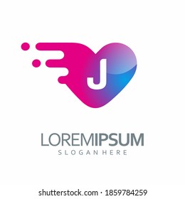 letter J love logo vector