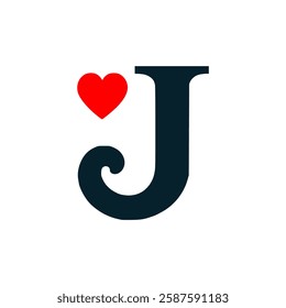 letter J with love logo vector illustration template design